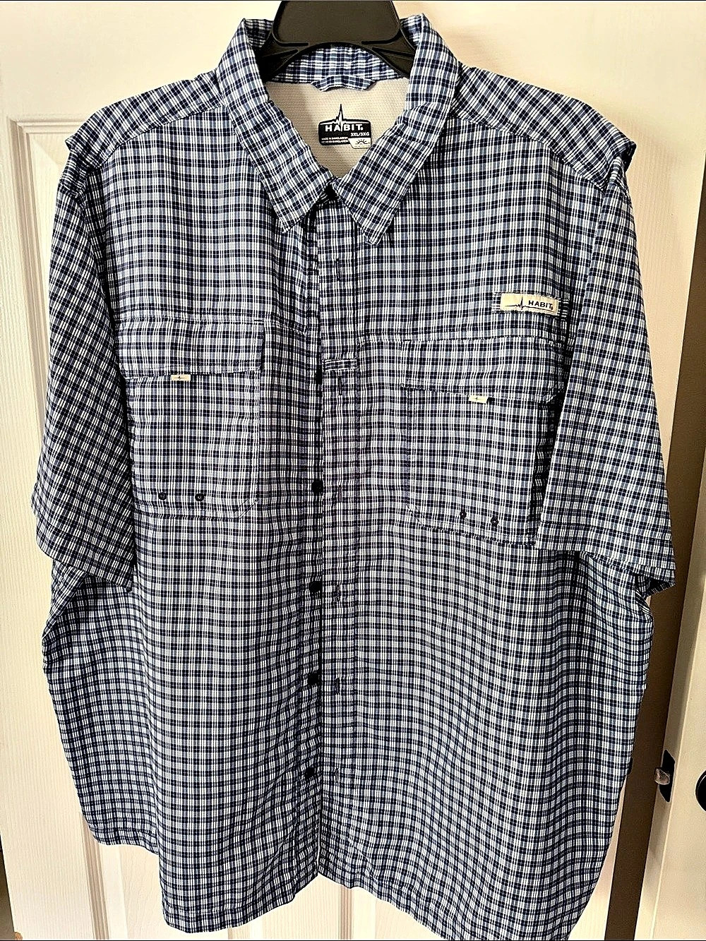 Habitat Plaid Button Down Shirt in Blue & White 3XL Like New